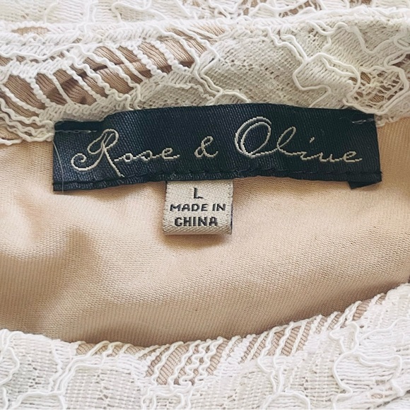 Rose & Olive Off-White Floral Lace Sleeveless Blouse - Size L Cream - Picture 2 of 6